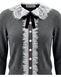 Self-Portrait - Self Portrait Lace Collar Cardigan - Lyst