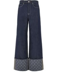 Tory Burch - Contrast Cuff Straight Leg Jeans - Lyst