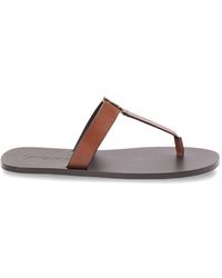 Saint Laurent - Cassandra Leather Thong Sandals - Lyst