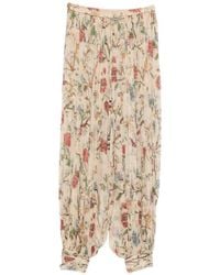 Into The East - Printed Silk Trousers - Lyst