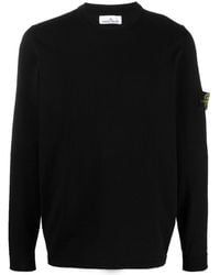 Stone Island - Logo Cotton Crewneck Sweater - Lyst