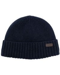 Barbour - Logo-Patch Ribbed-Knit Beanie - Lyst