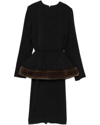 Stella McCartney - Belted Faux Fur Trimmed Midi Dress - Lyst