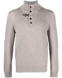 Fay - Button-up High-neck Sweatshirt - Lyst