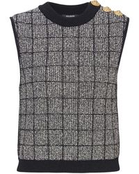 Balmain - Tweed Tank Top - Lyst