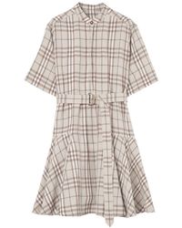 Burberry - Linen Blend Short Dress - Lyst