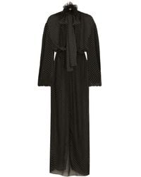 Dolce & Gabbana - Dotted Silk Long Dress - Lyst