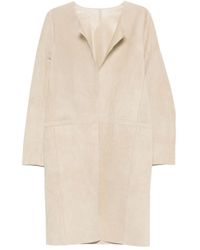 TOTEME - Suede Leather Coat - Lyst