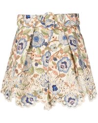 Zimmermann - Embroidered Linen Shorts - Lyst