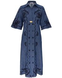 Zimmermann - Aster Denim Midi Dress - Lyst