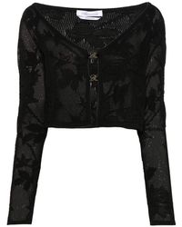 Blumarine - Embroidered Cropped Cardigan - Lyst