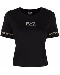 EA7 Logo Cotton T-shirt - Black