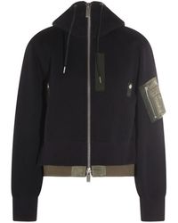 Sacai - Nylon And Cotton Hoodie - Lyst