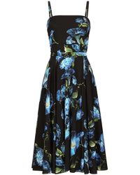 Dolce & Gabbana - Strapless Charmeuse Dress With Bluebell - Lyst