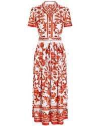 Dolce & Gabbana - Maiolica Print Silk Maxi Dress - Lyst