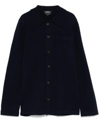 A.P.C. - Midnight Wool Shirt With Chest Pocket - Lyst