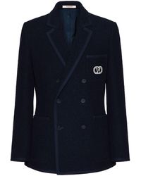 Valentino - Vlogo Wool Double-breasted Jacket - Lyst