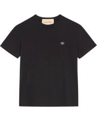 Valentino - Cotton T-Shirt With Vlogo Embroidery - Lyst