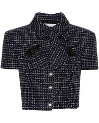 Alessandra Rich - Checked Tweed Cropped Jacket - Lyst