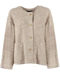 Emporio Armani - Cotton Blend Blazer Jacket - Lyst