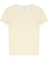 Majestic - T-shirt In Misto Lino A Righe - Lyst