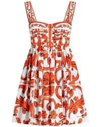 Dolce & Gabbana - Dolce & Gabbana Maiolica Print Cotton Dress - Lyst