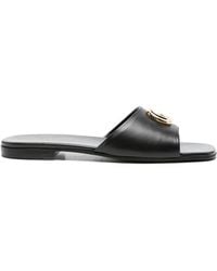 Gucci - Gg Marmont Leather Flat Sandals - Lyst