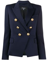 Balmain Giacca Lana Vergine - Blu
