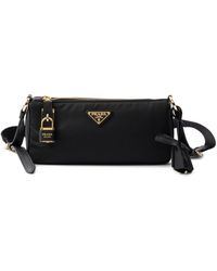 Prada - Borsa a spalla small in re-nylon e pelle con lucchetto - Lyst