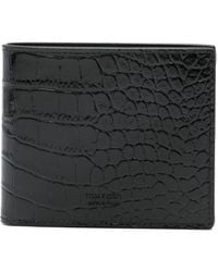 Tom Ford - Shiny Crocodile-Print Leather Bifold Wallet - Lyst
