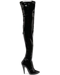 Saint Laurent Aylah Vinyl Over-the-knee Boots in Black - Lyst