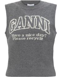 Ganni - Logo Wool Vest - Lyst