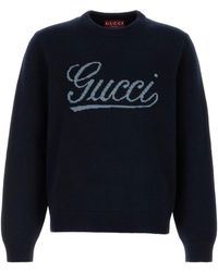 Gucci - Wool Sweater With Frontal Embroidered Logo - Lyst