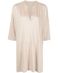 Majestic - 3/4 Sleeve Linen Blend Tunic Dress - Lyst