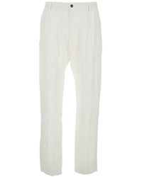 Emporio Armani - Drawstring Linen Trousers - Lyst
