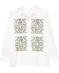 Max Mara - Logo Print Silk Shirt - Lyst