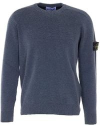 Stone Island - Crew Neck Sweater With Logo - Lyst