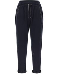 Brunello Cucinelli - Cotton And Silk Trousers - Lyst