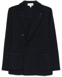 Lardini - Double-Breasted Jacket With Houndstooth Pattern - Lyst