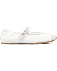 Miu Miu - Suede-Panels Ballet Flats - Lyst