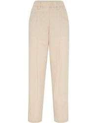 Brunello Cucinelli - Pleated Cotton Straight-leg Trousers - Lyst