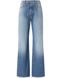 Pinko - Wide Leg Jeans With Fades - Lyst