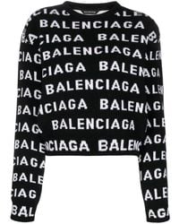 Balenciaga - Maglia In Lana Con Logo Allover - Lyst