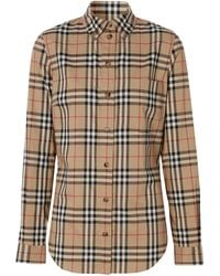 Burberry - Camicia In Cotone Con Motivo Check - Lyst