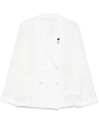 Lardini - Linen Double Breasted Blazer - Lyst