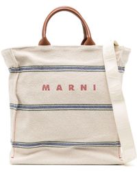 Marni - Logo-print canvas tote bag - Lyst