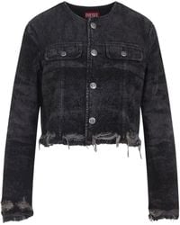 DIESEL - Cropped Jacket With Distressed Hem - Lyst