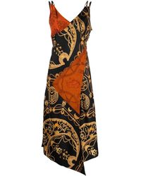 Marine Serre - Printed Long Cocktail Silk Dress - Lyst
