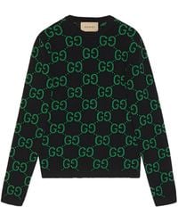Gucci - Monogram-intarsia Crewneck Wool-knit Jumper - Lyst