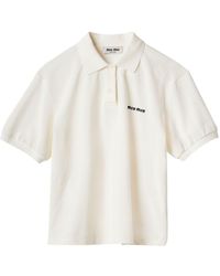 Miu Miu - Cotton Logo Polo Shirt - Lyst